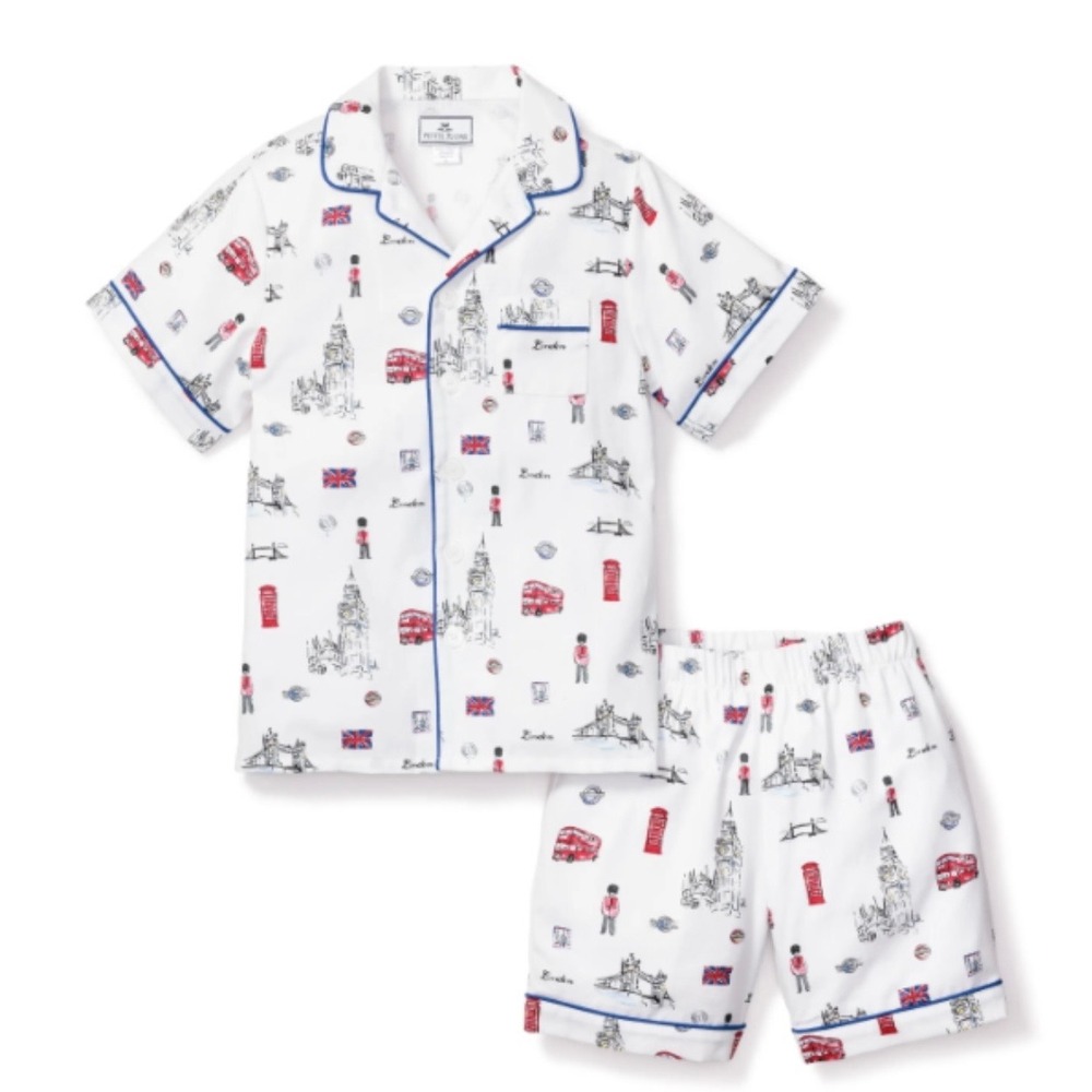 Petite Plume Boys London Is Calling Classic Short Pajama Set White Red Blue 4